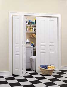 White bi-fold laundry room doors.