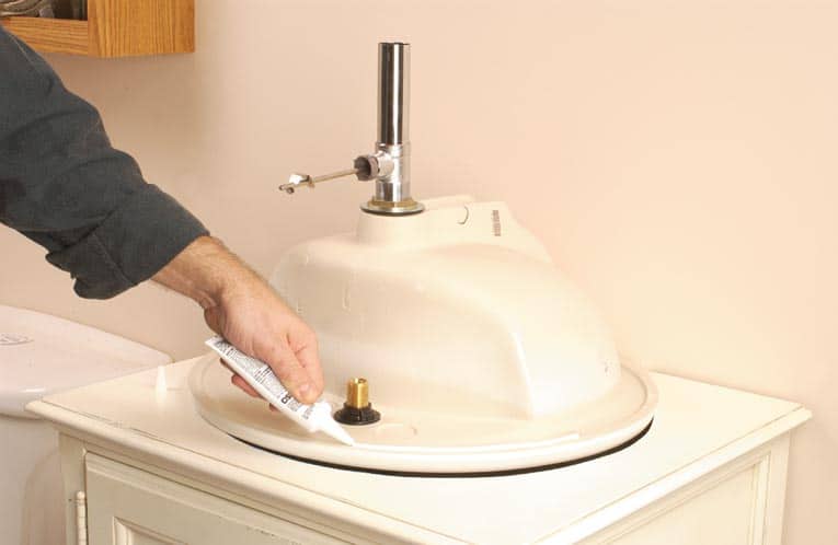attach self rimming bathroom sink to countertop