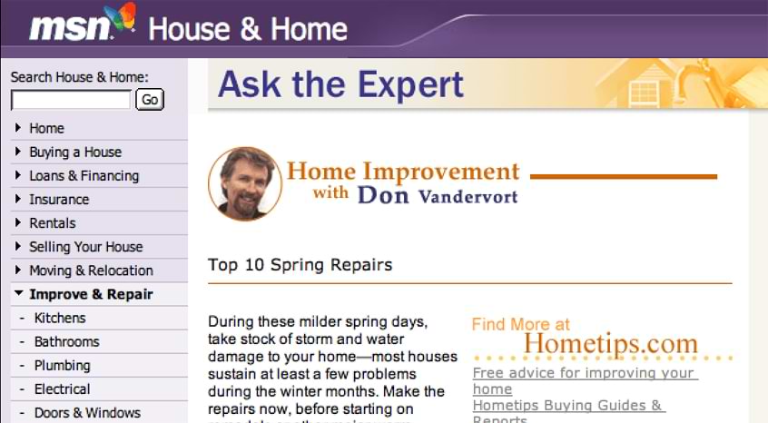 A webpage showing Don Vandervort featured on MSN.com