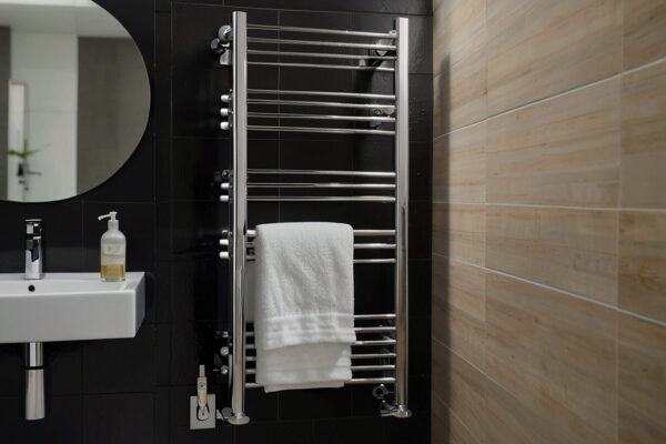 View of a towel warmer in bathroom