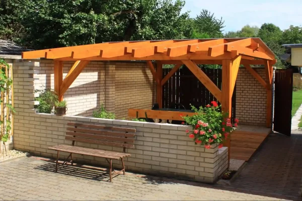 This enclosed pergola transforms a small backyard into a secluded sanctuary.