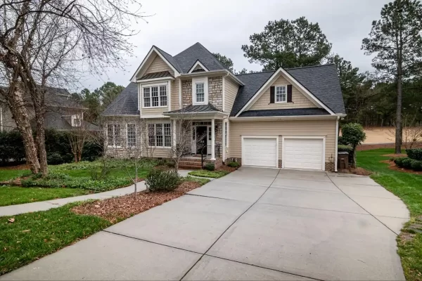 A simple driveway has subtle curves that makes it look a little more interesting.