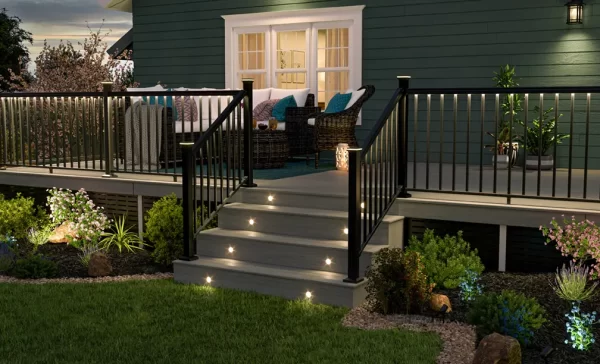 Black metal railing gives a minimal and serene look to the overall exterior of this home. 