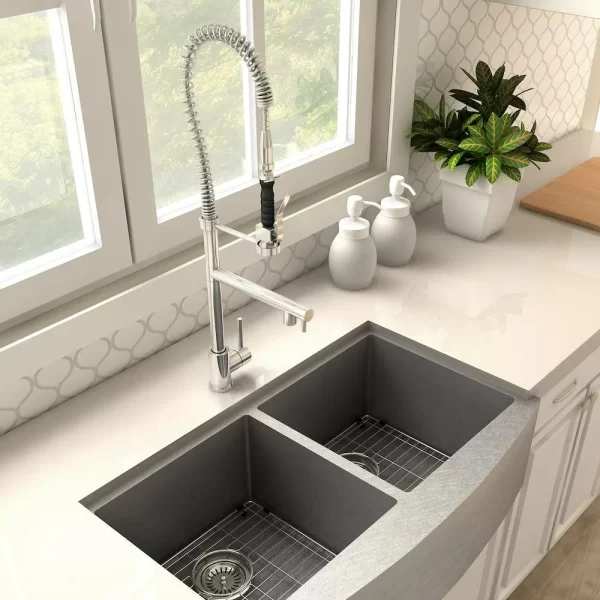 The glossy shine of chrome faucet makes a kitchen glisten with a fresh look. 