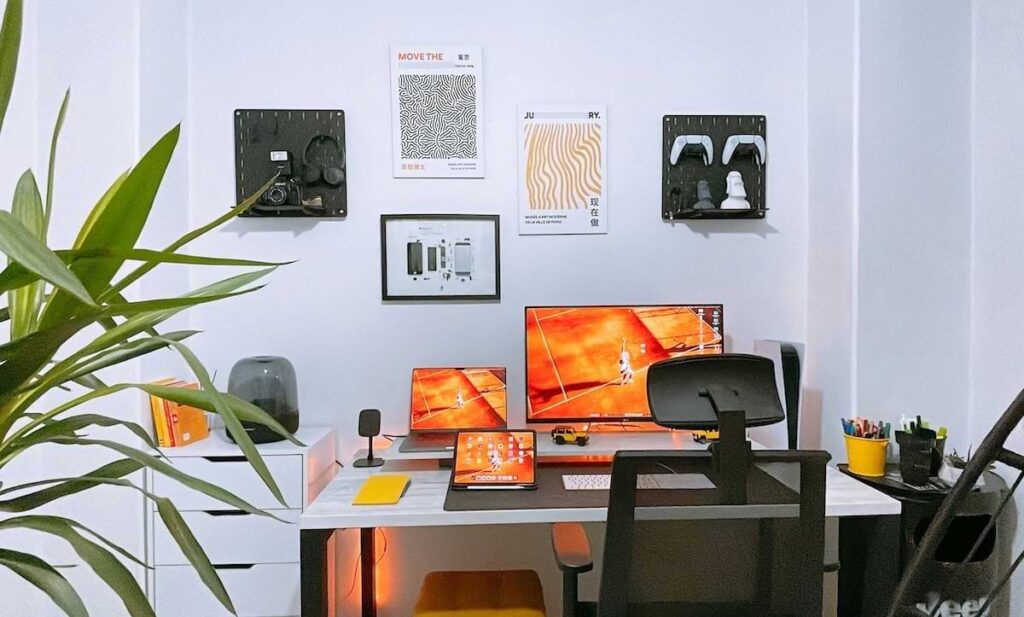 wall in graphic designer's home office